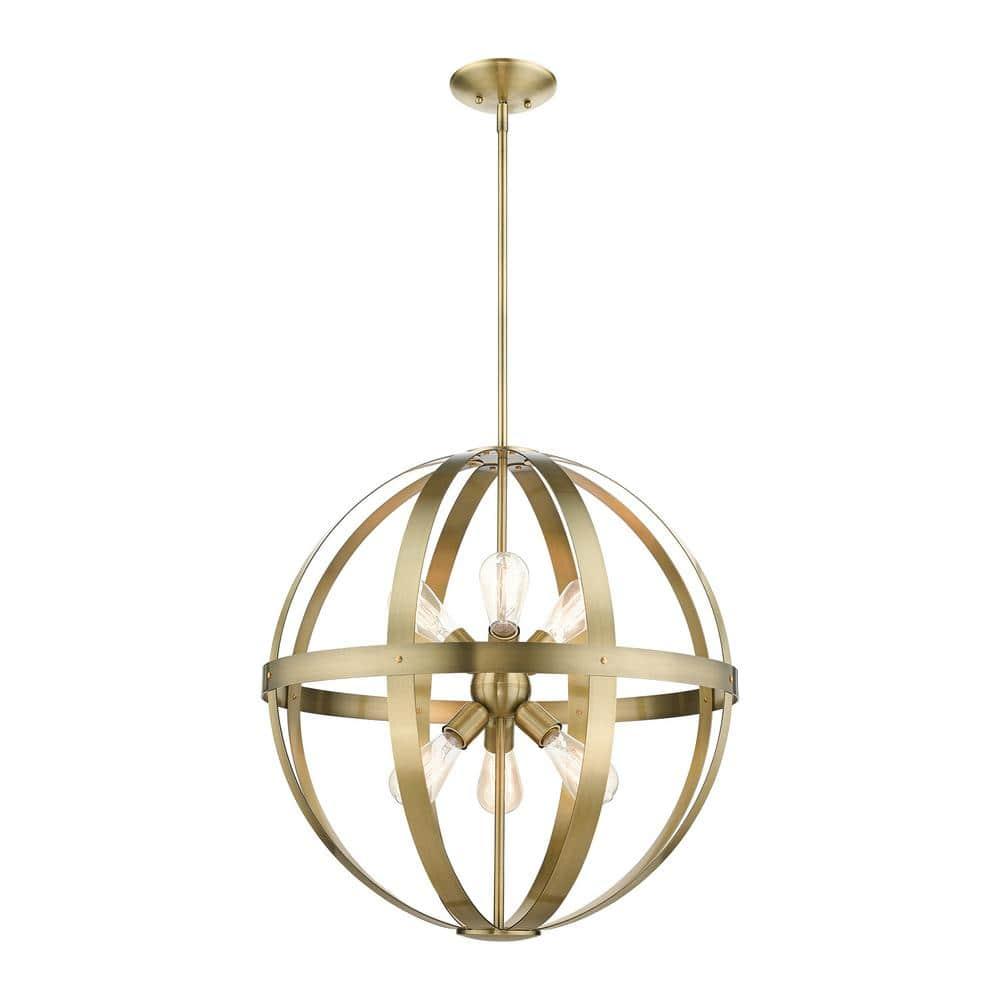 Livex Lighting Stoneridge 6 - Light Pendant in  Antique Brass