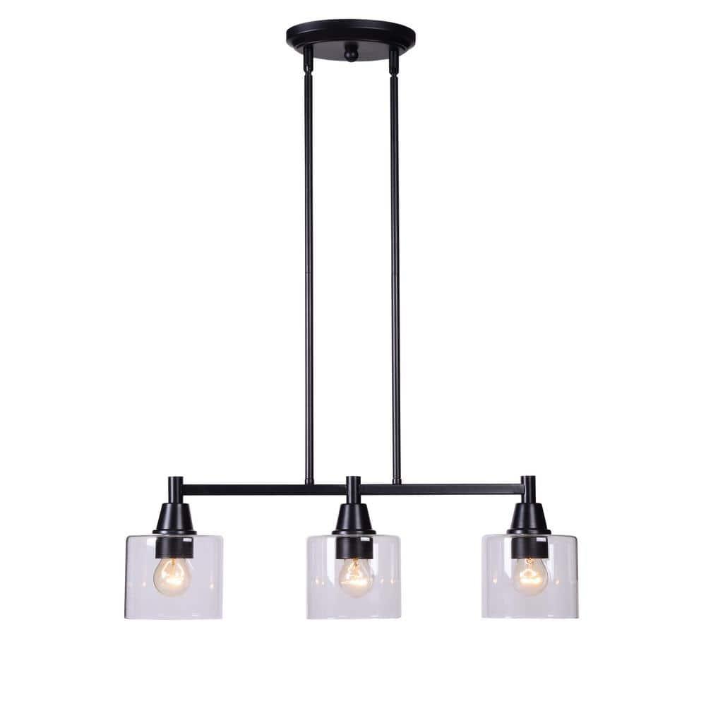 Hampton Bay Oron Black Linear Island Pendant Hanging Light, Kitchen Lighting