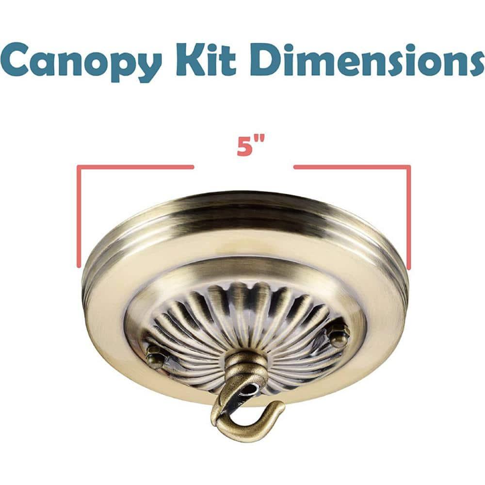 Aspen Creative 21514-21 Canopy Kit, 5"D with Hook, 7/16" Center Hole, Antique Brass