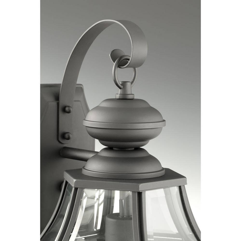 Progress Lighting New Haven 1-Light Outdoor Small Wall Lantern in Black with Clear Beveled Glass Shade