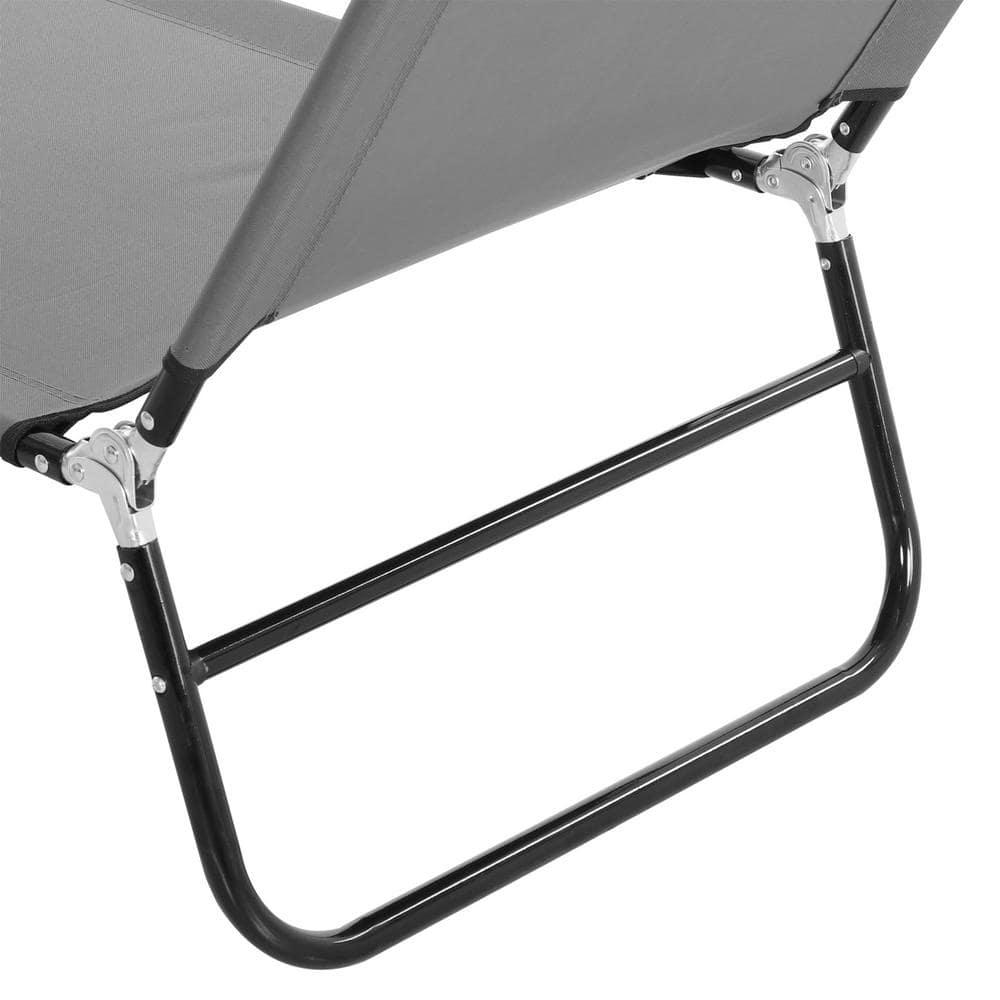 Outsunny Folding Chaise Lounge Pool Chairs, Set of 2 Outdoor Sun Tanning Chairs, Five-Position Reclining Back, Steel Frame & Oxford Fabric, Dark Gray