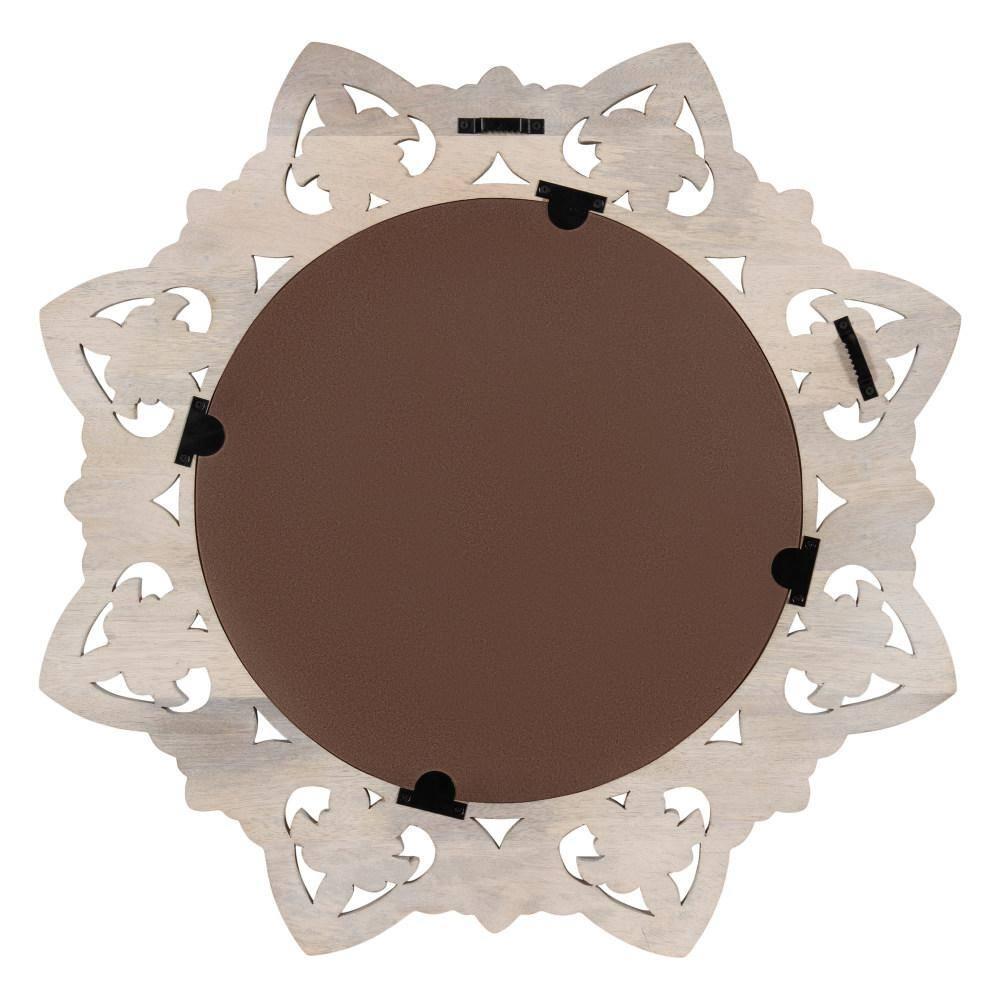 Kate & Laurel All Things Decor 28"x28" Meera Carved Wood Mirror Brown: Artisan Starburst, No Assembly