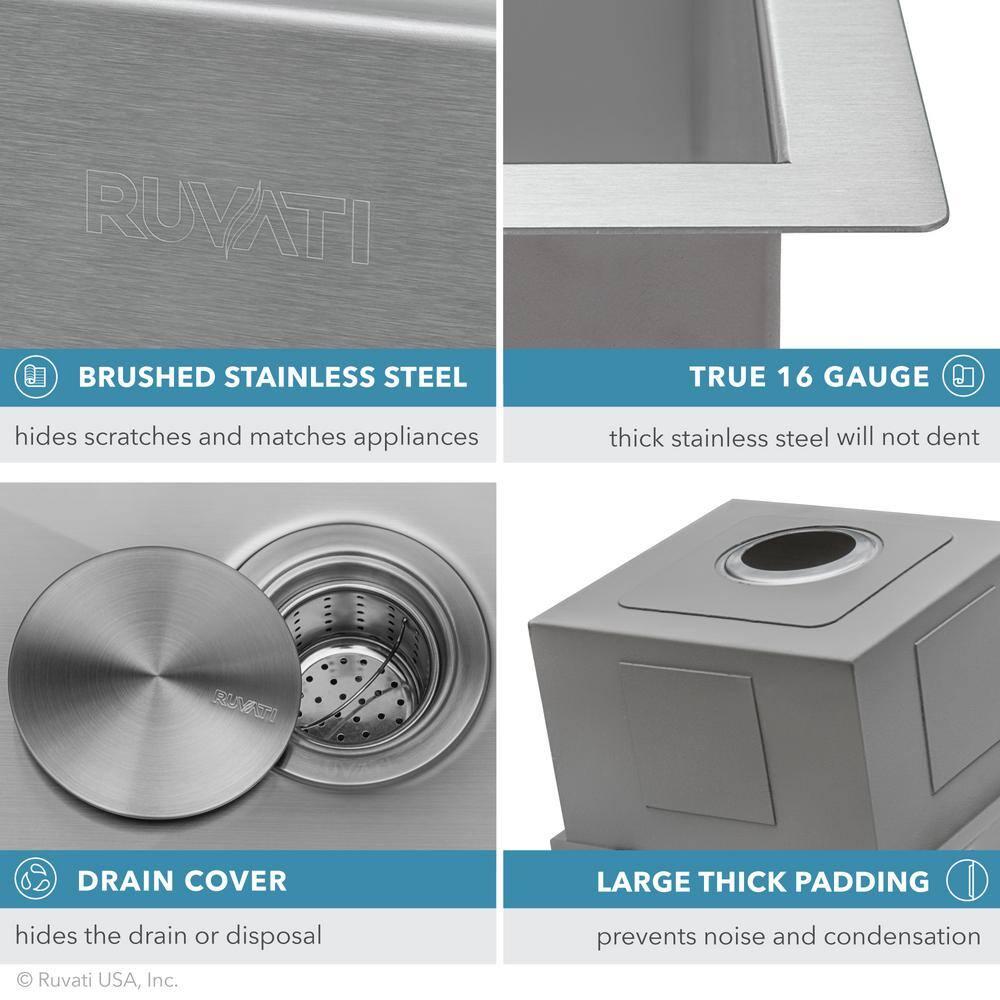 22'' L Drop-In Single Bowl Stainless Steel Kitchen Sink