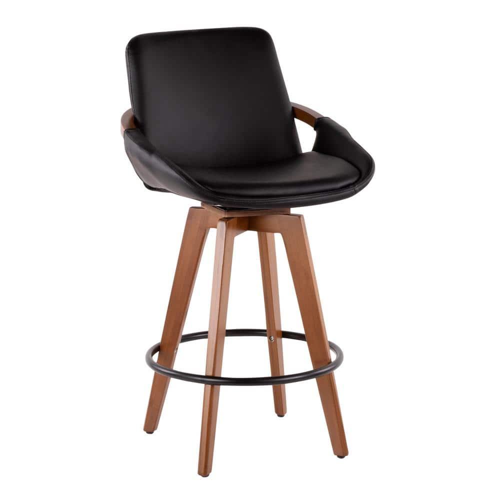 26" Cosmo Mid-Century Modern Counter Height Barstool Black - LumiSource: Upholstered, Wood Legs, 250lb Capacity