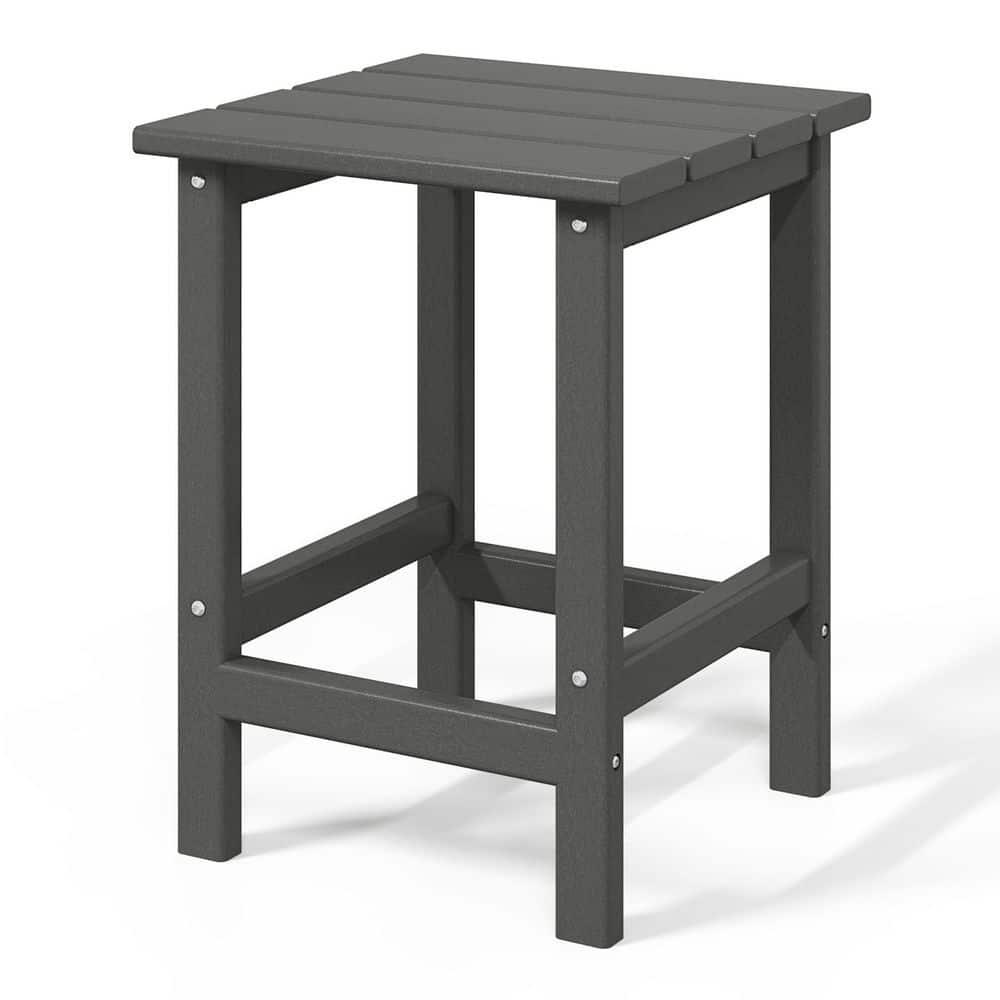 Polytrends  Laguna Hdpe All Weather Outdoor Patio Square Side Table Gray