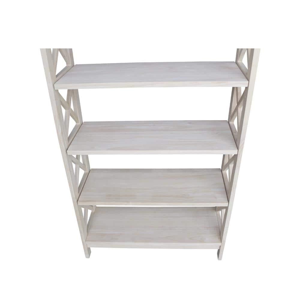 International Concepts 48" 4 Tier X-Sided Bookshelf: Hardwood Vertical Storage, Farmhouse Style, 30" Wide