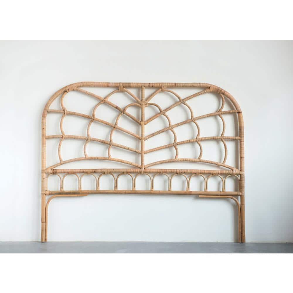 Storied Home Queen Rattan Arched Headboard Natural: Durable Weave, No Assembly, Eco-Friendly Material