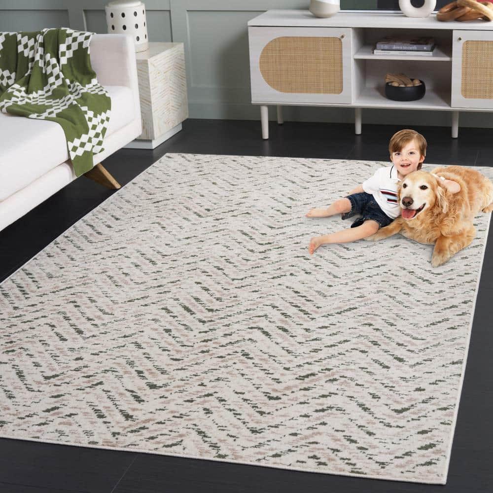SAFAVIEH Adirondack Altan Striped Area Rug, Ivory/Dark Green, 5'1" x 7'6"