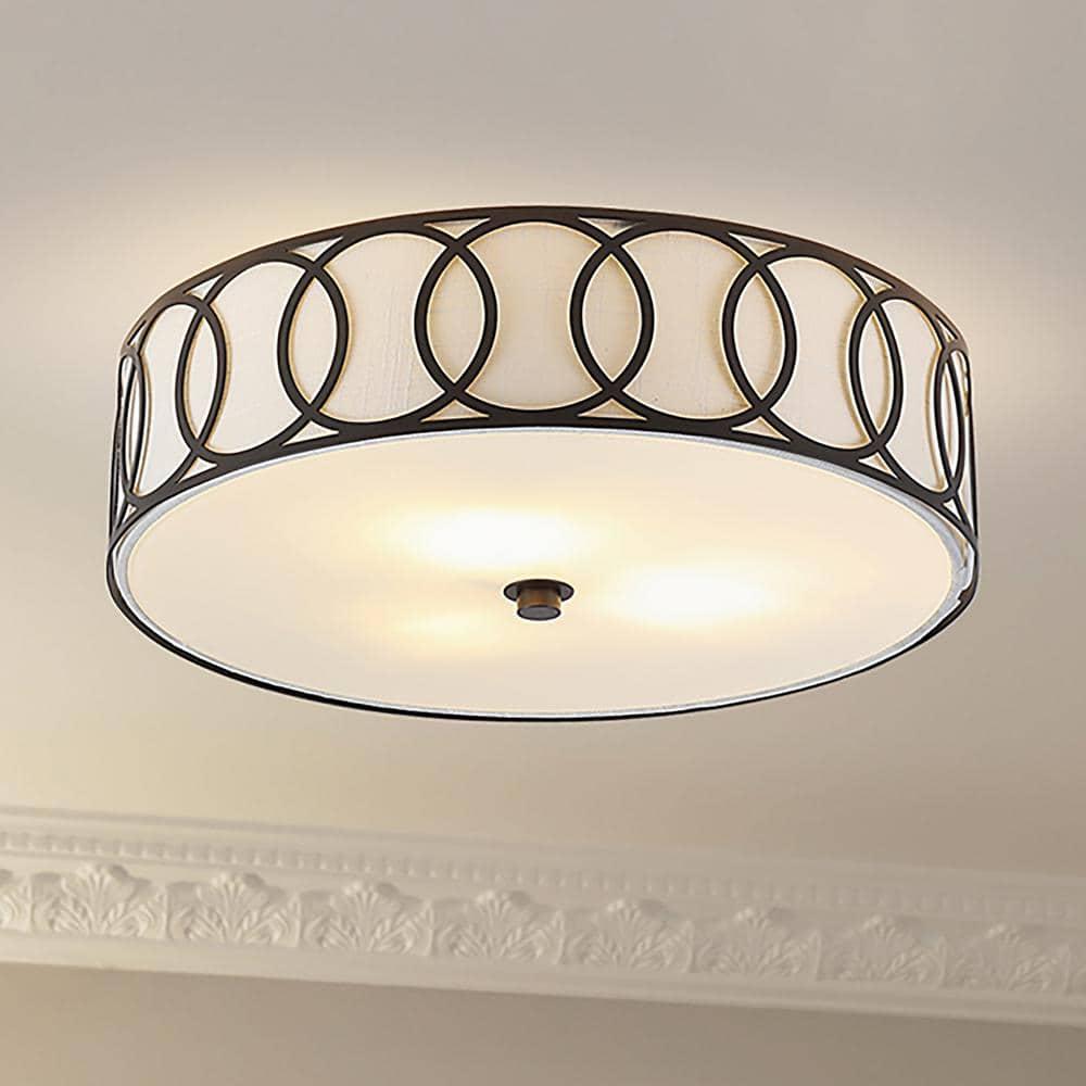 Aubrey 3-Light 15.5" Metal LED Flush Mount, Oil Rubbed Bronze