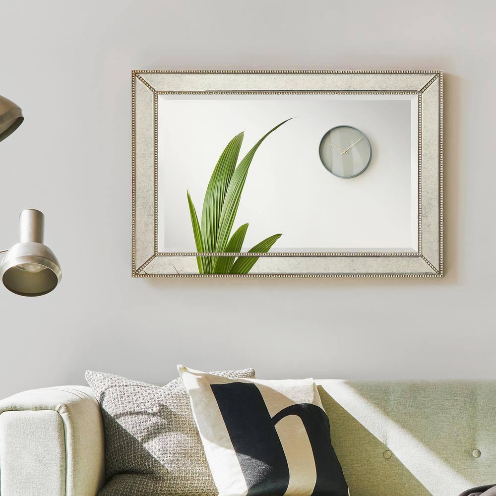 Empire Art Direct Champagne Bead Beveled Mirror, 24" x 36", Ready to Hang