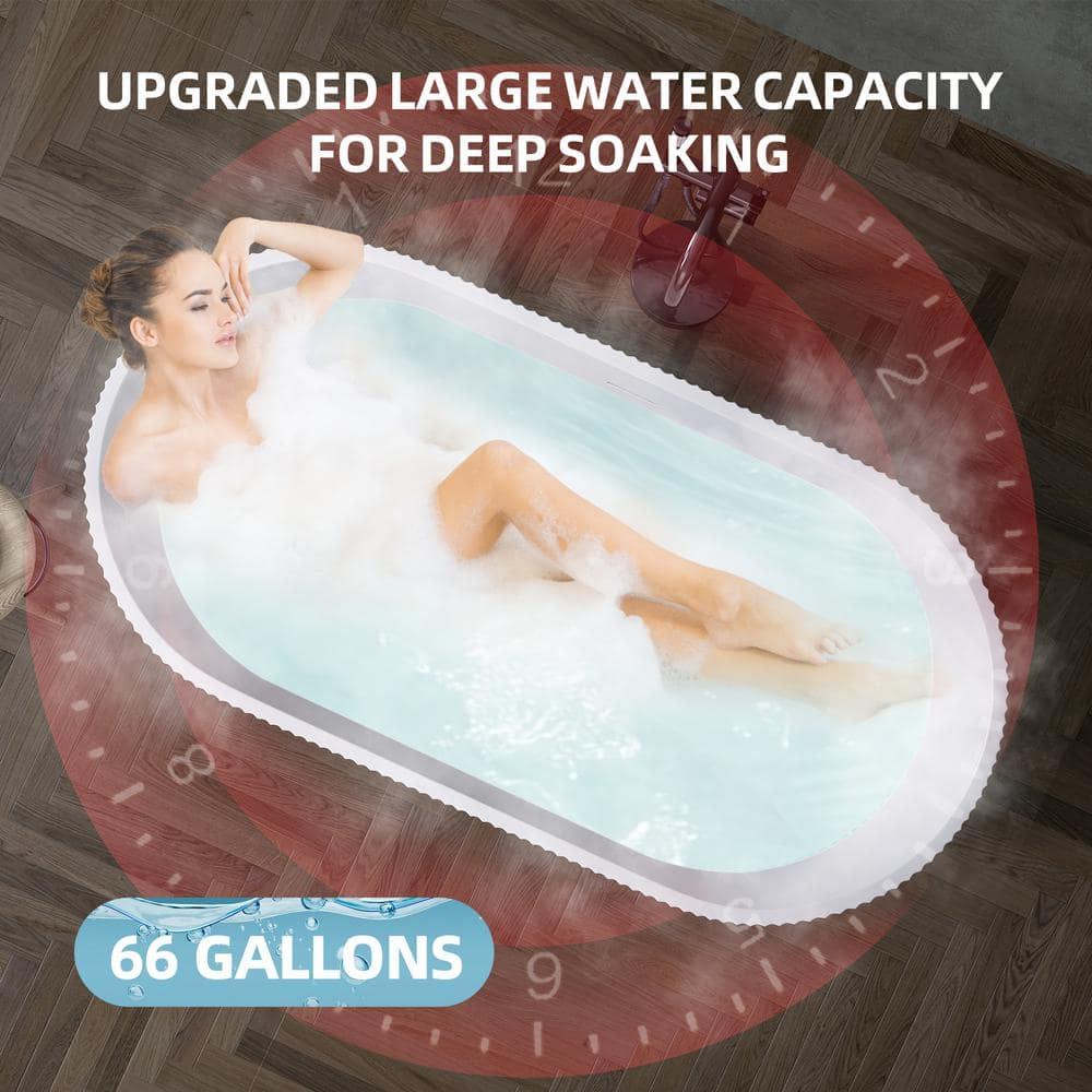 ZEAFIVE WZ48-GW59-R 59" X 30" Freestanding Corner Soaking Acrylic Bathtub