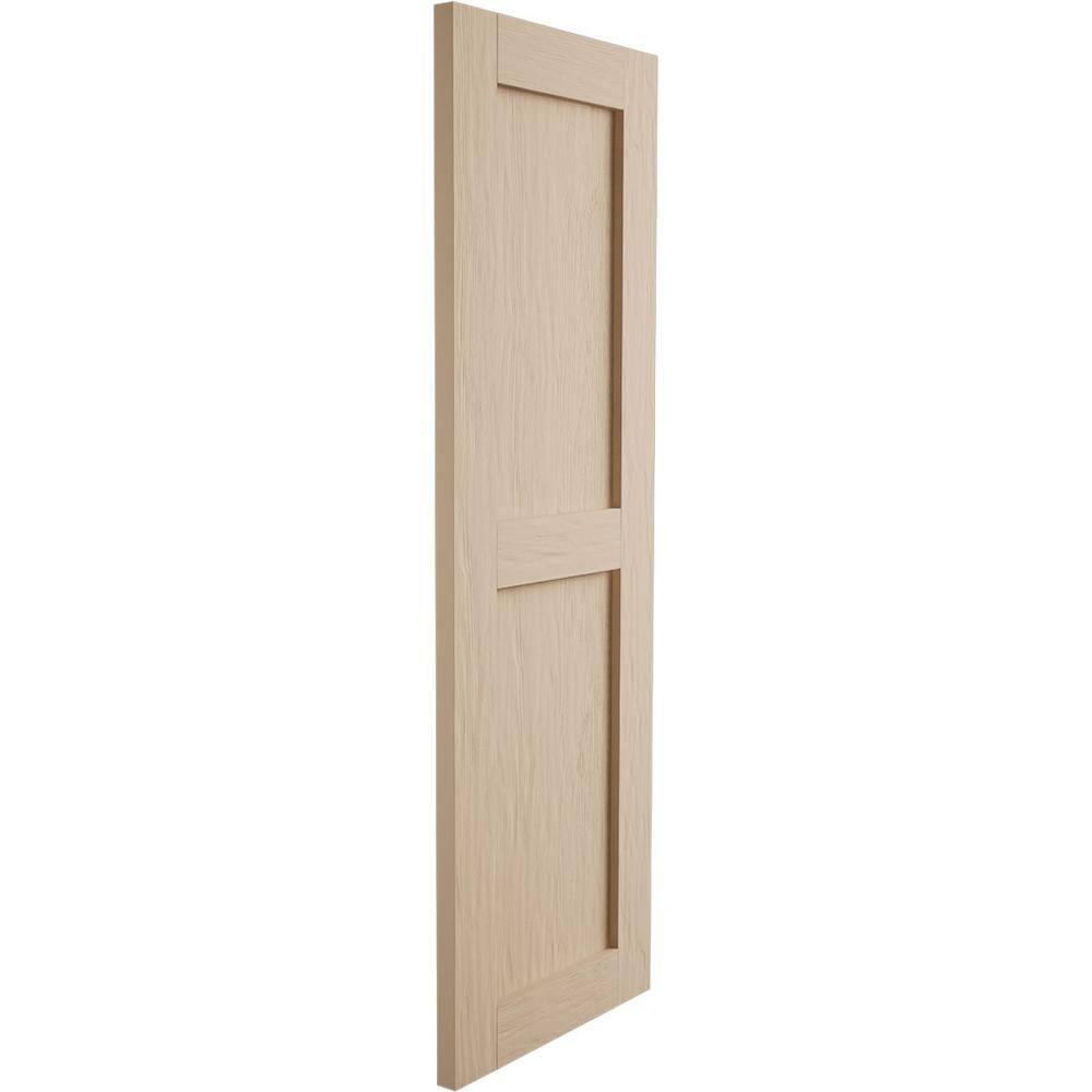 Ekena Millwork Rustic Two Equal Panel Flat Panel Faux Wood Shutters (Per Pair)