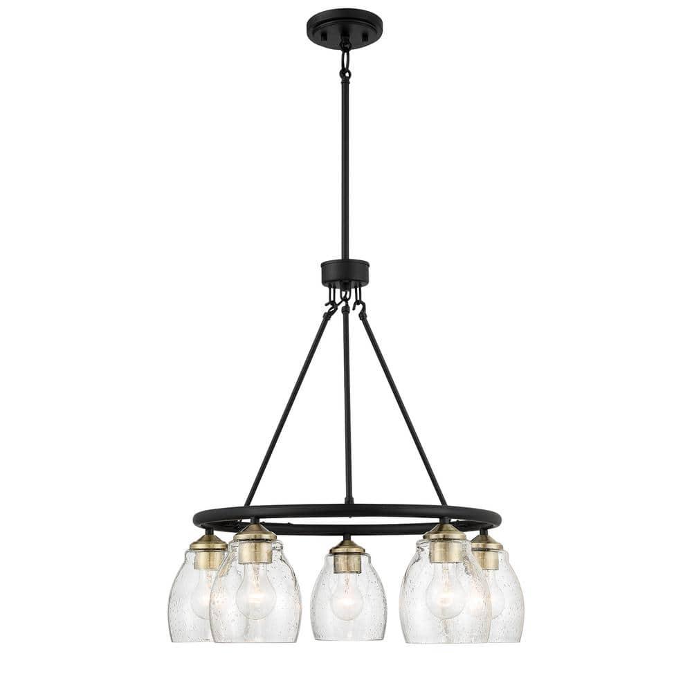 5 Light Chandelier In 24-Coal/Stained Brass Finish    -Traditional Installation Minka Lavery 2435-878