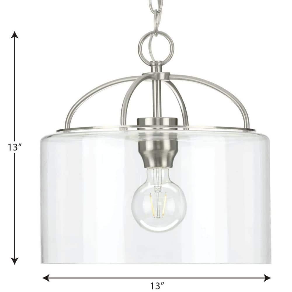 Progress Lighting Leyden 1-Light Brushed Nickel Farmhouse Pendant with Clear Glass Shade