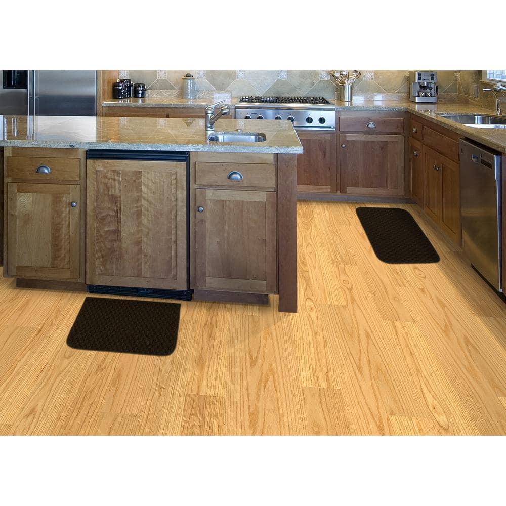 Garland Rug Town Square Mocha Kitchen Rug Set, 2 Piece Sliced Set (18"x28" Sliced, and 18"x28")