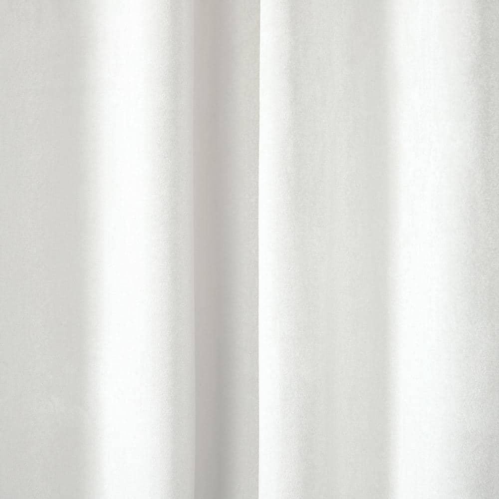 Set of 2 (96"x54") Velvet Back Tab Light Filtering Window Curtain Panels White - Exclusive Home: Polyester, Plain Weave