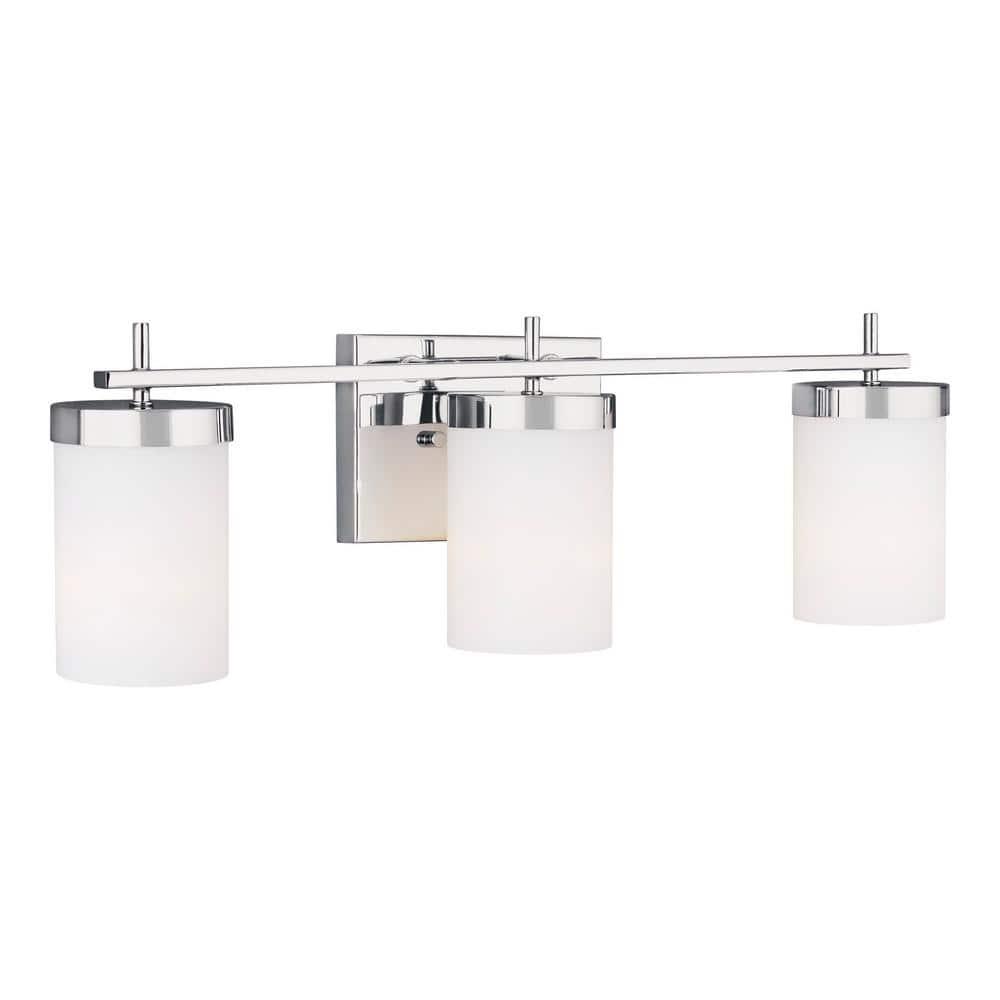 Zire Chrome 3-Light LED Vanity Fixture with Etched Glass