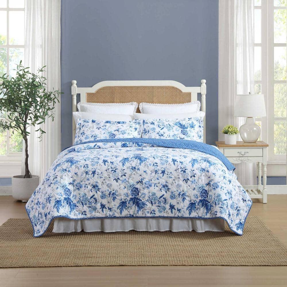 Laura Ashley Laura Ashley Breezy Floral Cotton Reversible Quilt Set