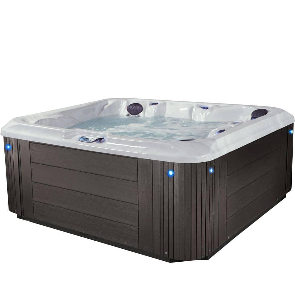 Aqualife® by Strong Spas® Grand Banks™ 5-Person 81-Jet Acrylic Lounger Hot Tub Spa, Stainless Steel Heater and Ozonator, Multi Color LED Lighting, Insulated Cover Included
