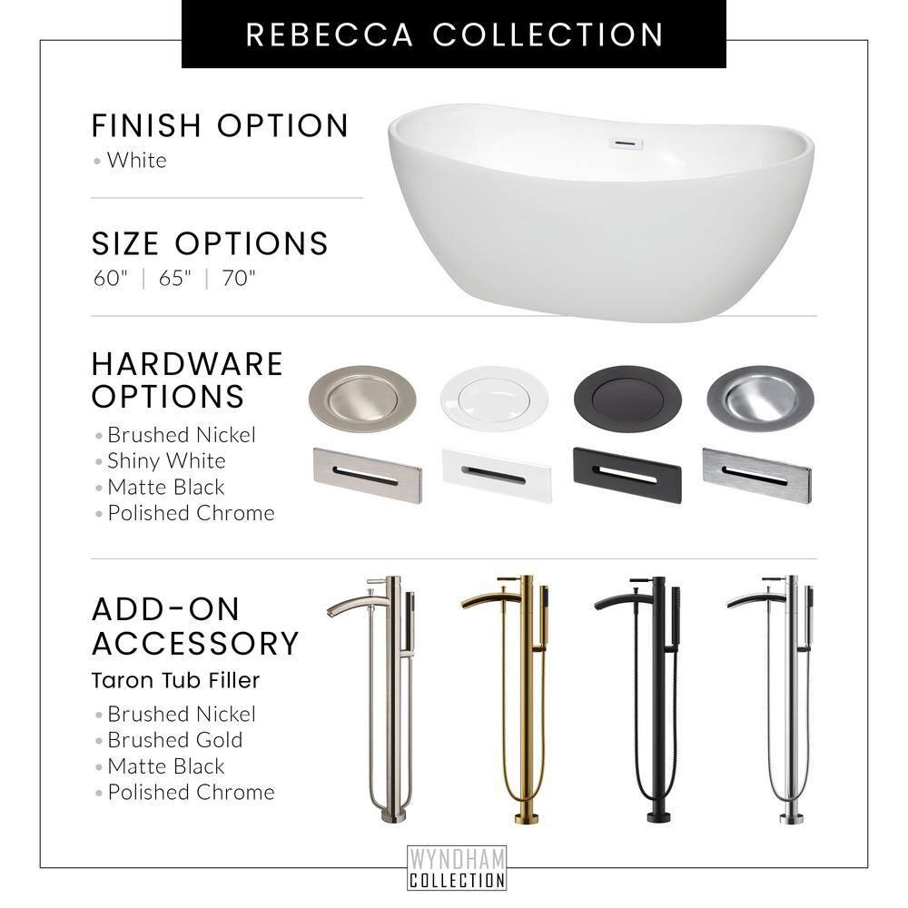 Rebecca 65'' x 32'' Freestanding Soaking Acrylic Bathtub with Faucet