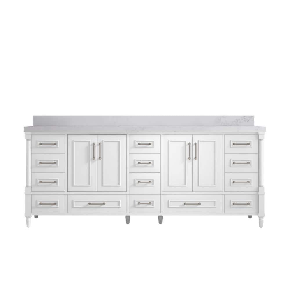 Willow Collections Aberdeen 84'' Double Bathroom Vanity with Quartz Top