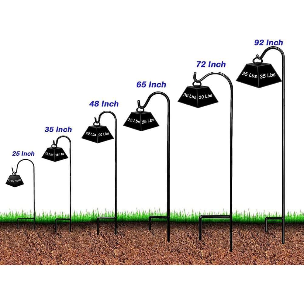 Ashman Online, Shepherd Hook 48 inch 10MM Thick, Super Strong, Rust Resistant Steel Hook, Black Color, Ideal for Use at Weddings, Hanging Plant Baskets 4Pack