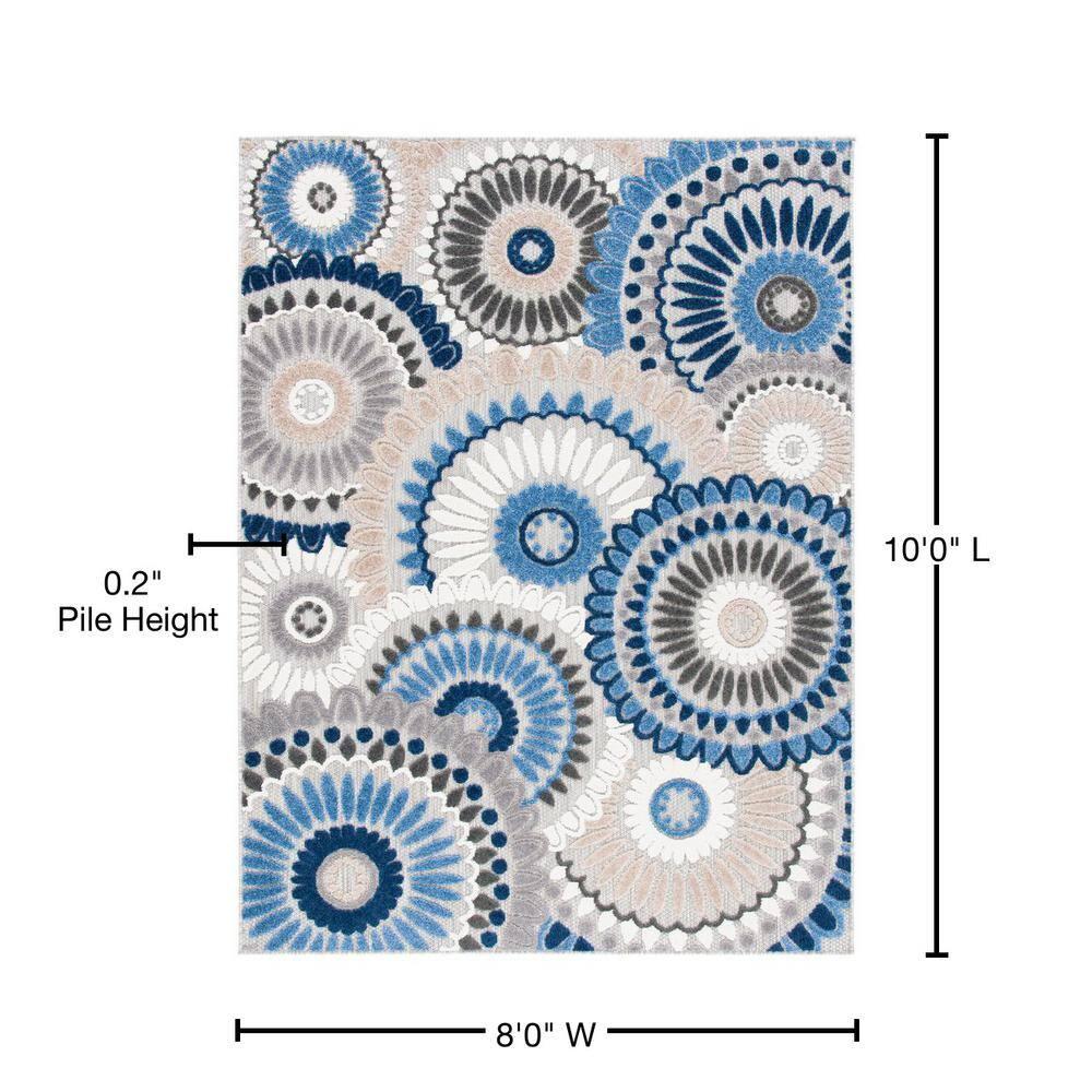Cabana CBN382 Power Loomed UV Resistant Indoor/Outdoor Area Rug - Grey/Blue - 8'x10' - Safavieh
