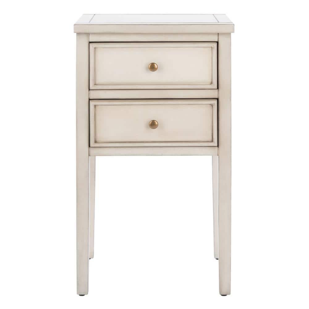 Toby Accent Table With Storage Drawers - AMH6625D - White Birch - Safavieh Couture