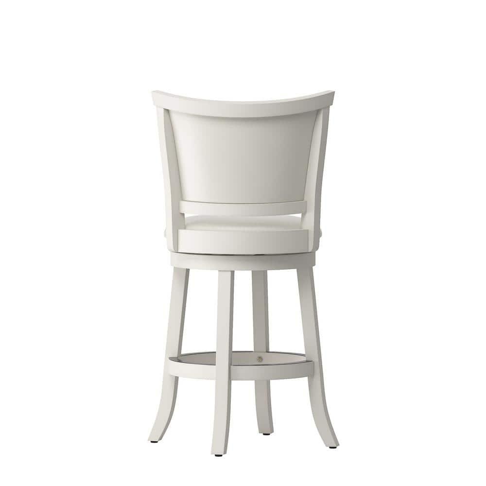 CorLiving Wood Bar Stool Chair Set of 2 in White -Rotating Round Seat & Footrest
