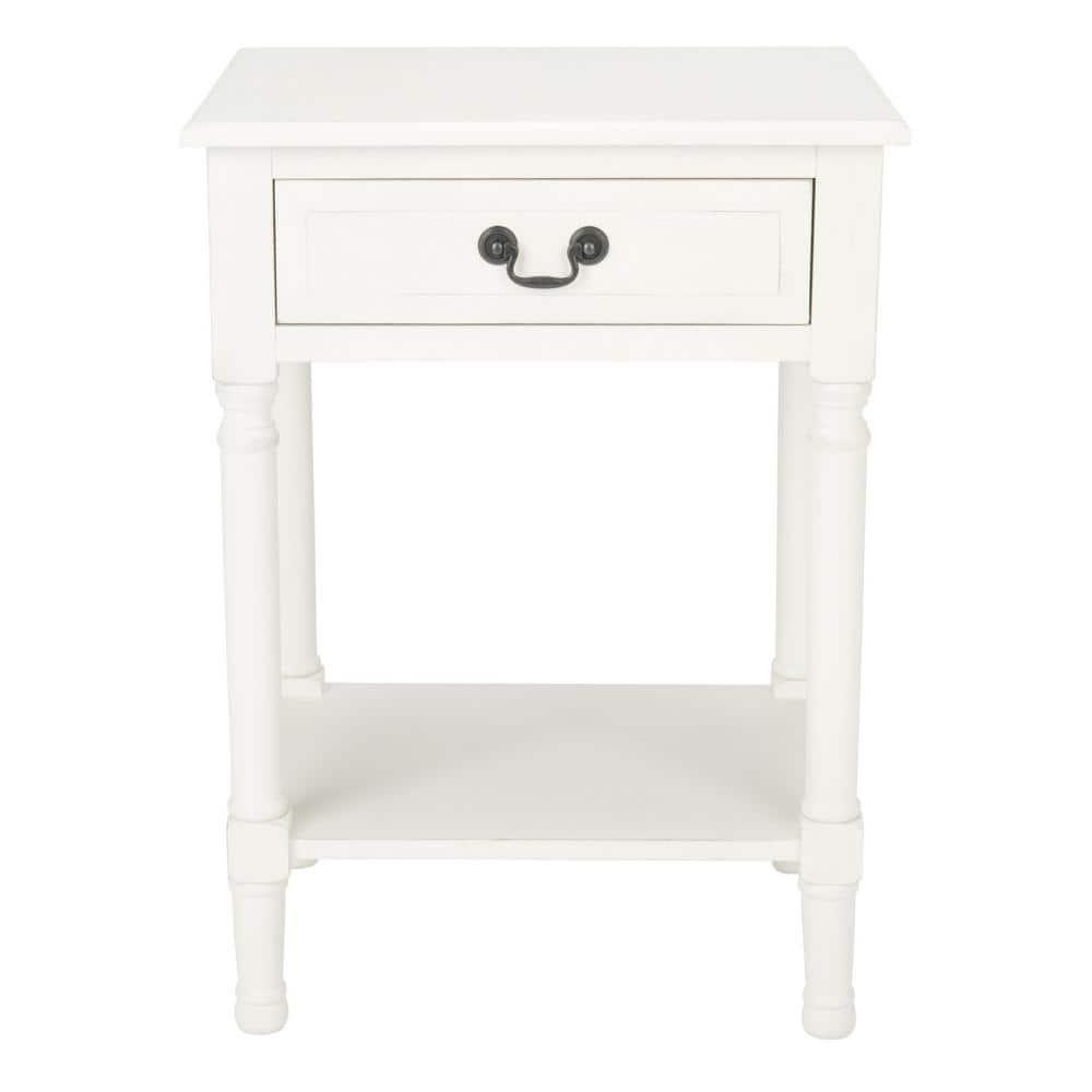 Whitney 1 Drawer Accent Table - Distressed White - Safavieh.
