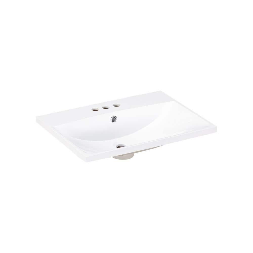 Wenty 18'' White Ceramic Rectangular Bathroom Sink