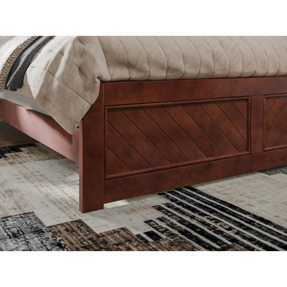 AFI Canyon Walnut Solid Wood Foundation Bed Frame with Matching Footboard, Queen
