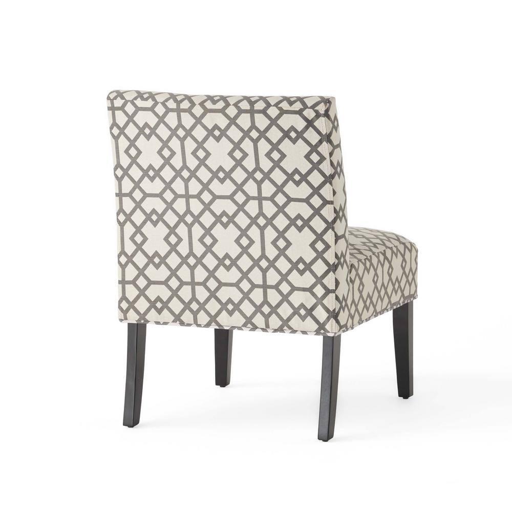 Kassi Accent Chair Gray Geometric Patterned - Christopher Knight Home: Polyester Upholstery, Rubberwood Frame