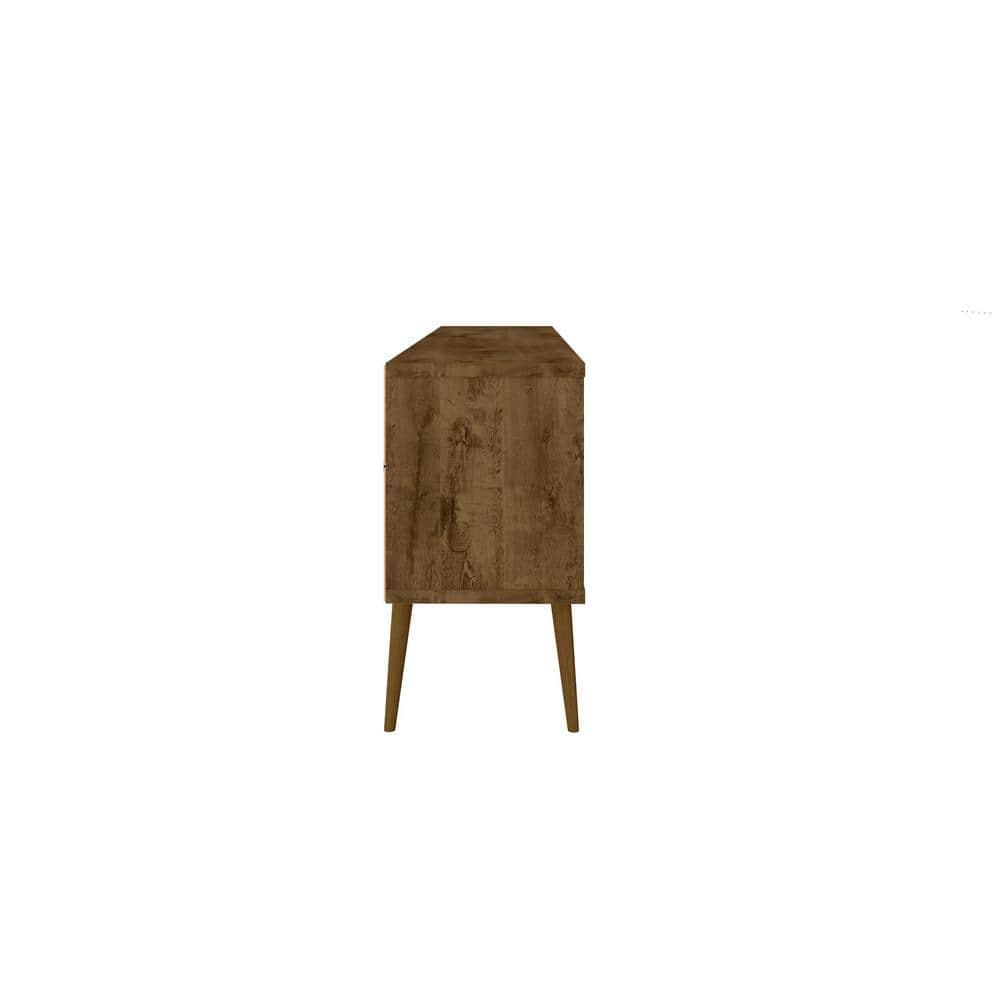 Bradley TV Stand for TVs up to 60" Rustic Brown - Manhattan Comfort: Mid-Century Modern Entertainment Center
