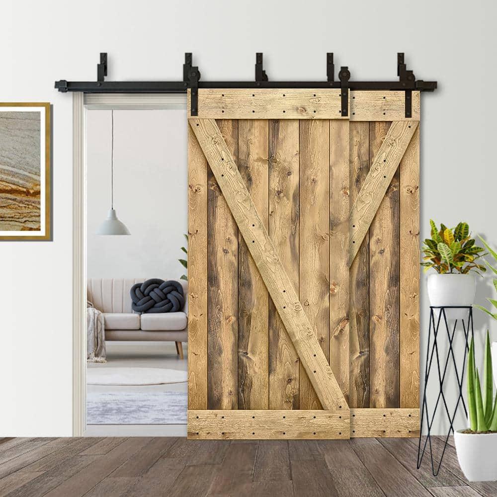 Calhome 84'' Solid Wood Paneled Painted with Installation Hardware Kit Barn Door
