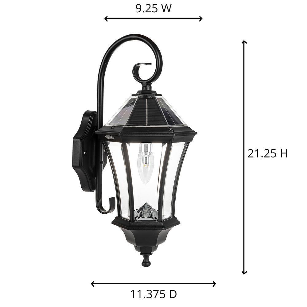 Gama Sonic Victorian Solar Wall Light, Outdoor Solar Lamp, Cast Aluminum Sconce, 150 Lumens Warm White LED, Black (94BM50010)