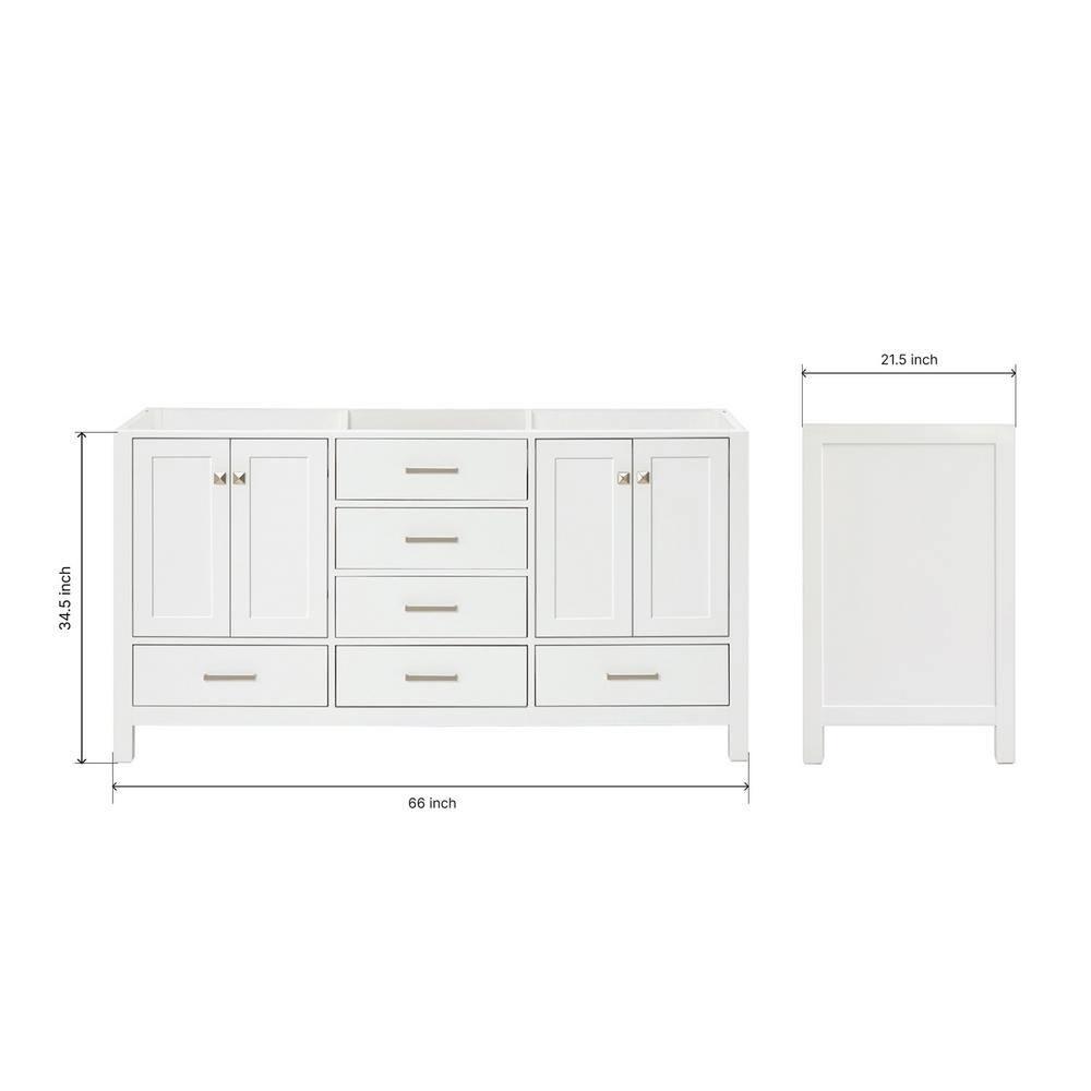 Ariel A067d-Bc Cambridge 66" Double Free Standing Vanity Cabinet Only - White