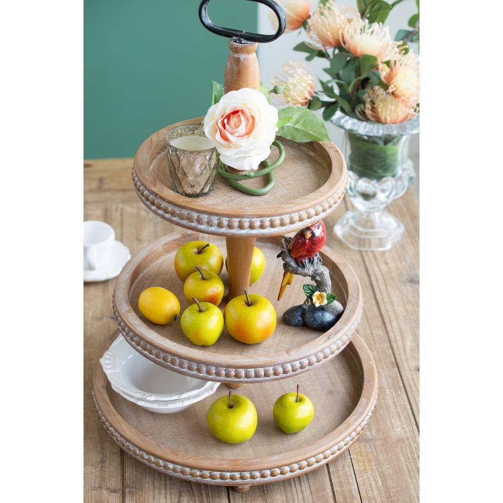 A&B Home 24.5" Tray - Whitewash Tan, Antique Black