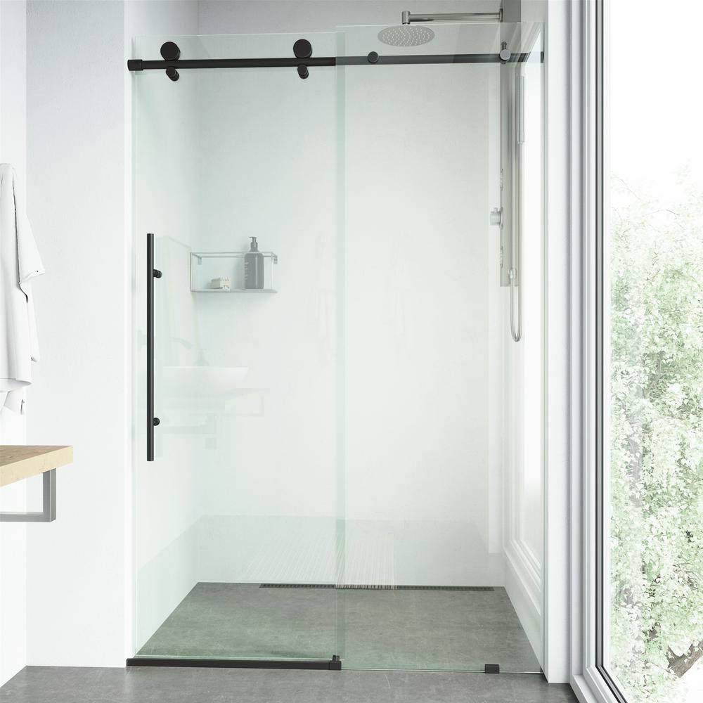 Elan E-Class 56-60" W x 76" H Sliding Frameless Shower Door with 3/8" Clear Glass