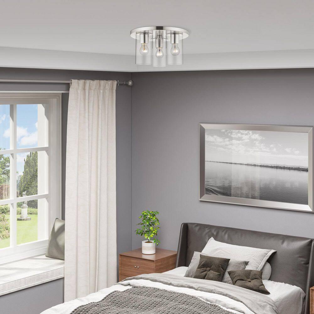 Livex Lighting Zurich 3 - Light Flush Mount in  Brushed Nickel