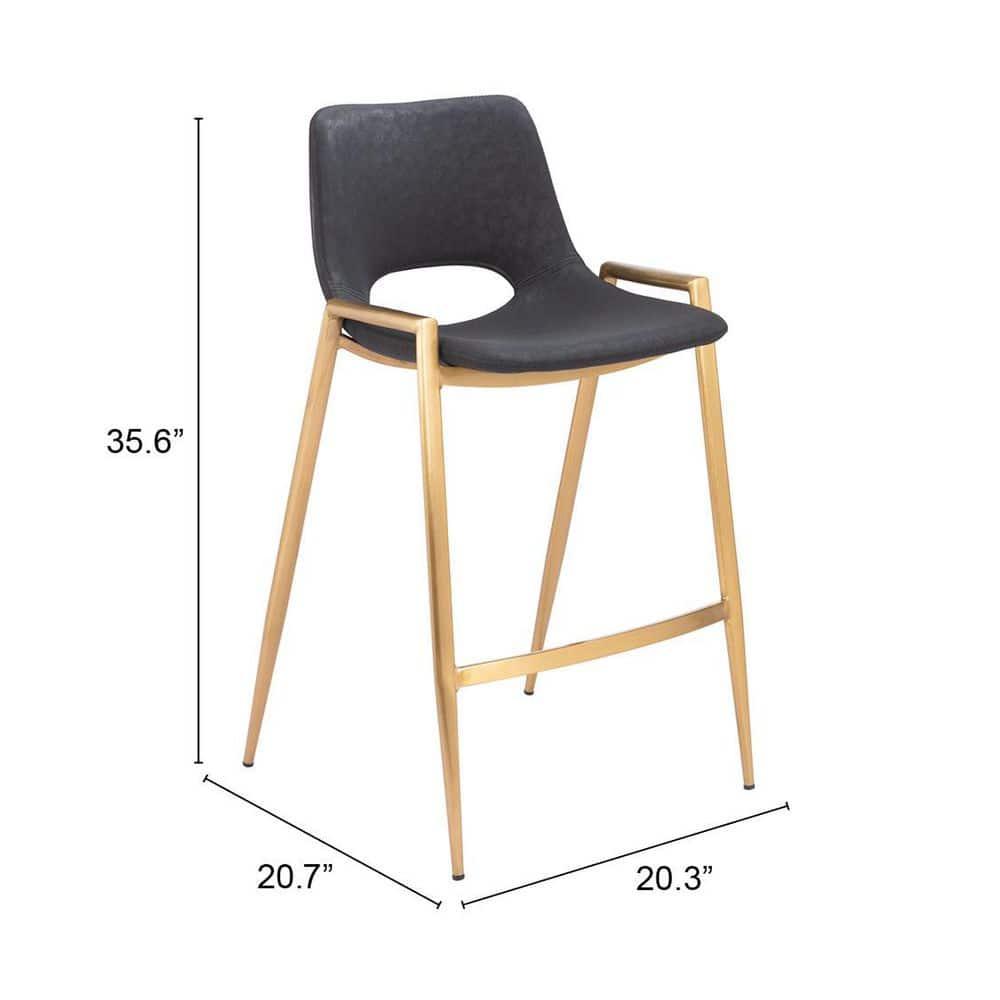 Zuo Hospitality Desi Black Upholstered Counter Stool (Set of 2)
