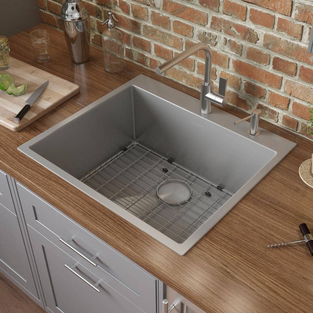Ruvati RVH8071 Ruvati 21 inch Drop-in Topmount Rounded 16 Gauge Stainless Steel Kitchen Sink Single Bowl
