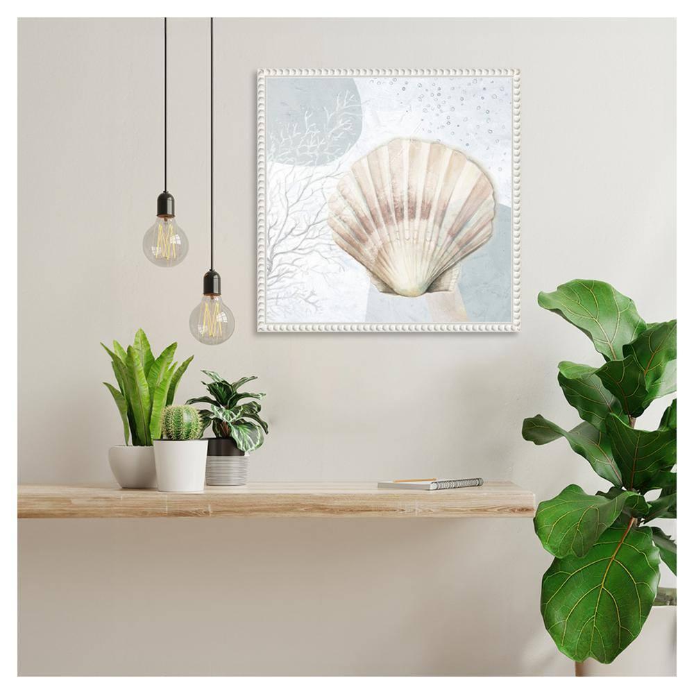Amanti Art Ocean Oasis Bubbles Blush Scallop by Patricia Pinto Canvas Wall Art Print Framed 16 x 16-in.