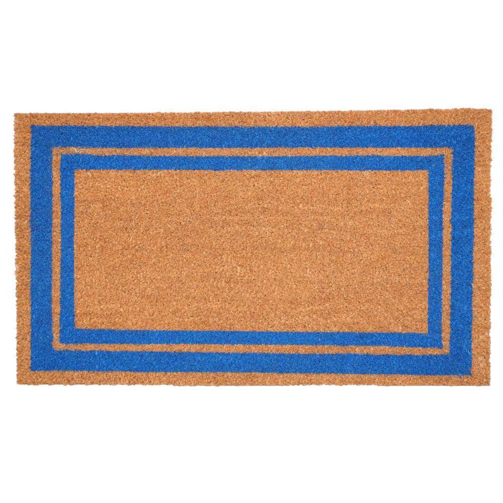 Callowaymills 2-ft x 3-ft Natural/Blue Coir/Vinyl Rectangular Indoor or outdoor Decorative Door mat