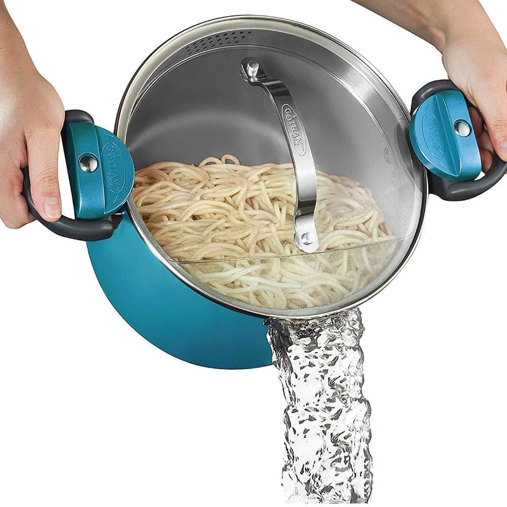 Gotham Steel Gotham Steel Stock Multipurpose Pasta Pot with Strainer Lid & Twist and Lock Handles