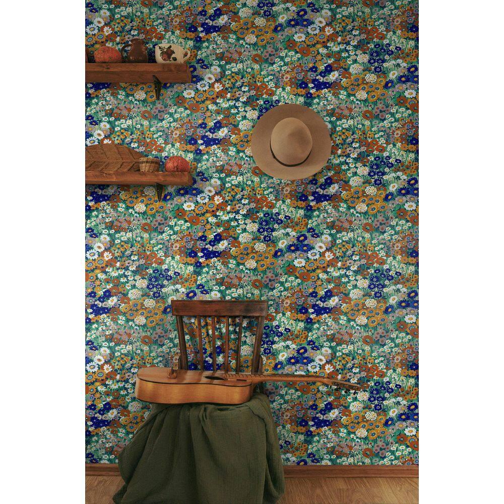 NextWall Floral Summer Glades & Terra Cotta Meadow Peel and Stick Wallpaper