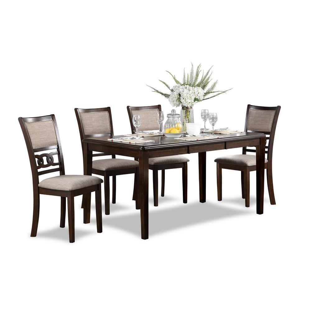 New Classic Gia 60" 5-Piece Rectangular Wood Dining Set with 4 Chairs in Cherry