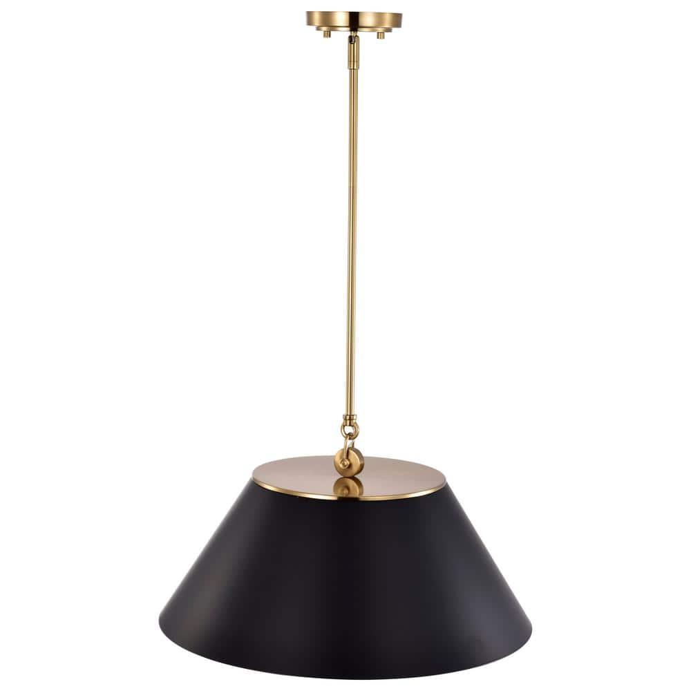 60/7414-Nuvo Lighting-Dover - 3 Light Large Pendant In Mid-Century Modern Style-13.75 Inches Tall and 20 Inches Wide-Black/Vintage Brass Finish