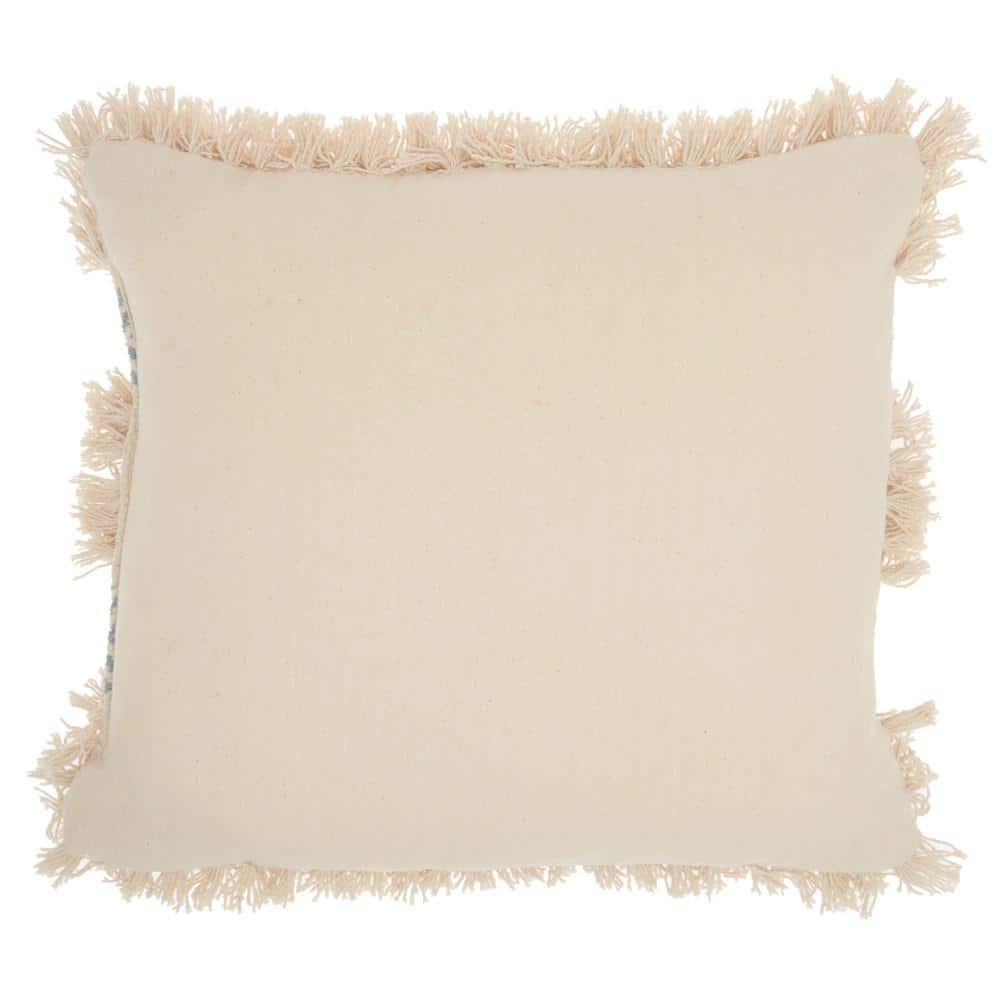 Mina Victory Life Styles Cotton Diamond Stripe Throw Pillow in Ocean Blue/Beige