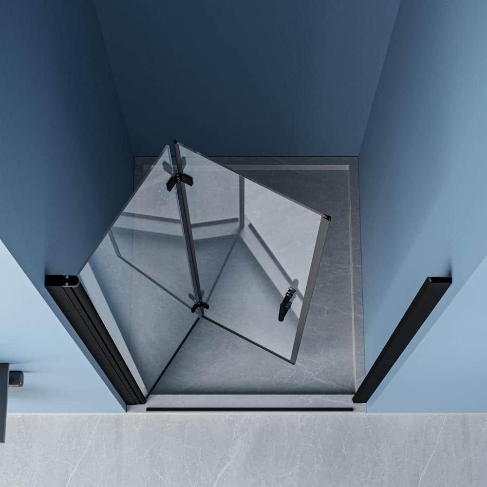 30 in.W x 72 in.H Bifold Frameless Glass Shower Door 1/4 in. Fold Glass Pivot Swing Shower Door